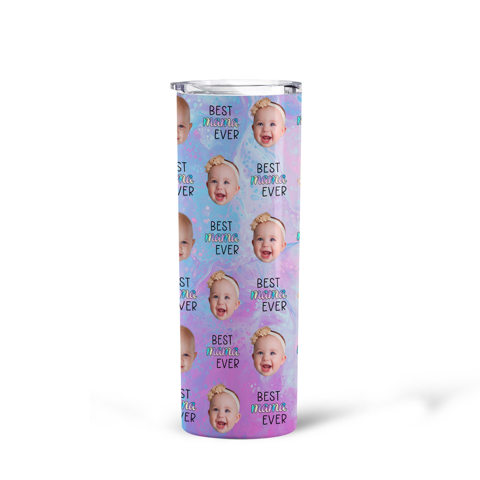 Custom Baby Face Skinny Tumbler, Gift For Mom, Gift For Grandma Skinny Tumbler