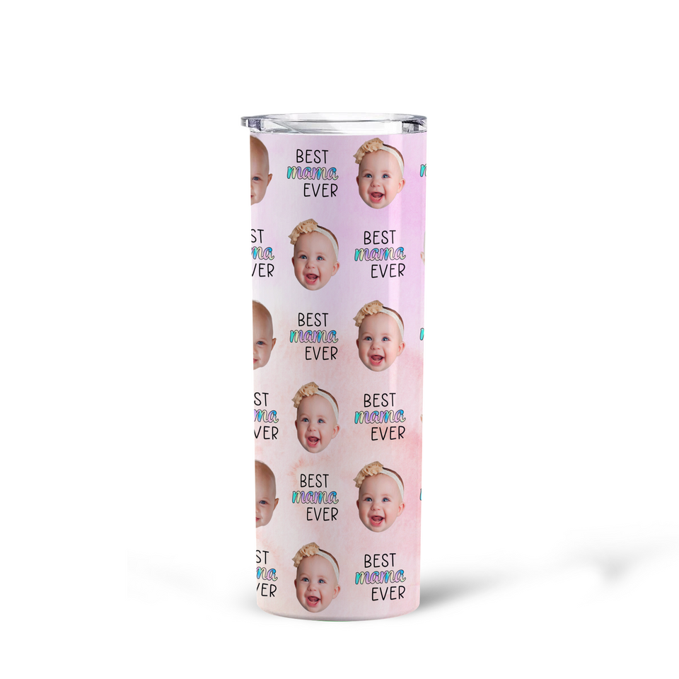 Custom Baby Face Skinny Tumbler, Gift For Mom, Gift For Grandma Skinny Tumbler