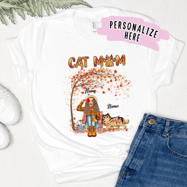 Personalized Fall Cat Mom Premium Shirt, Gift For Cat Lovers