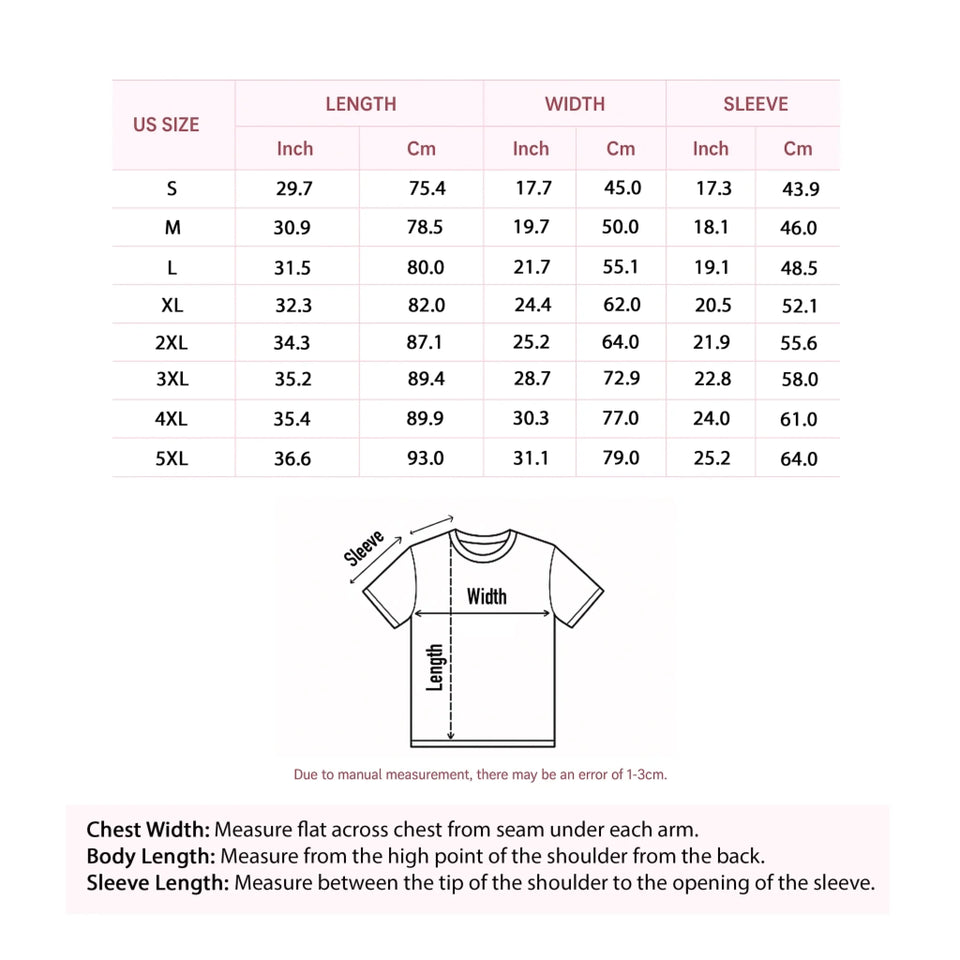 T-Shirt Size Chart
