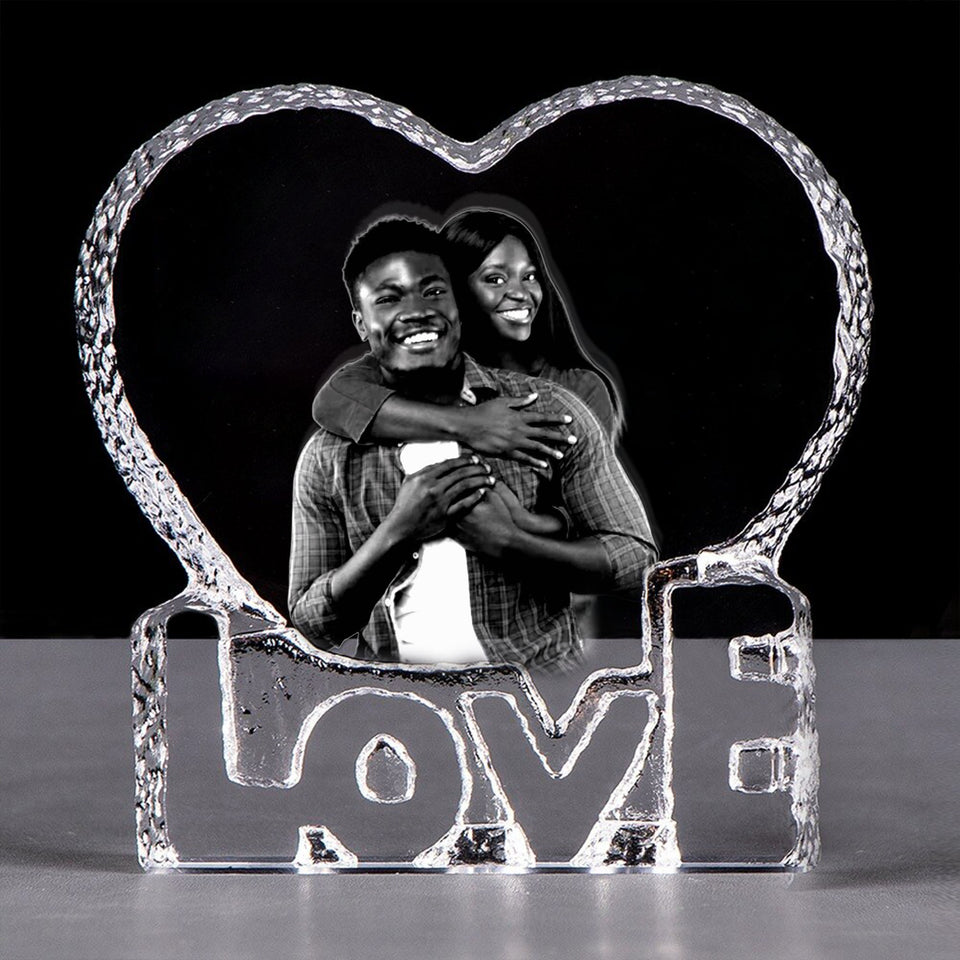 Create a Valentine Gifts for Him, Her & Couple with Your Photo on Love Heart Crystal Keepsake