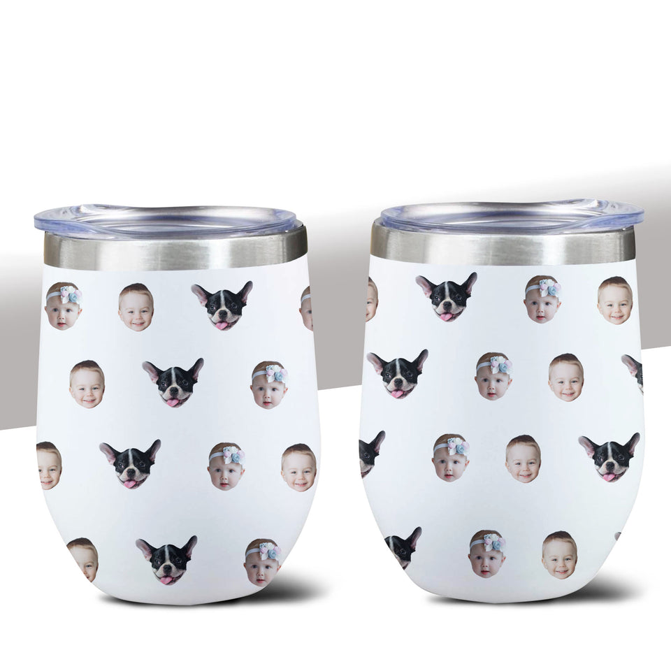 Custom Baby Face Funny Wine Tumbler, Gift for Mom, Grandma