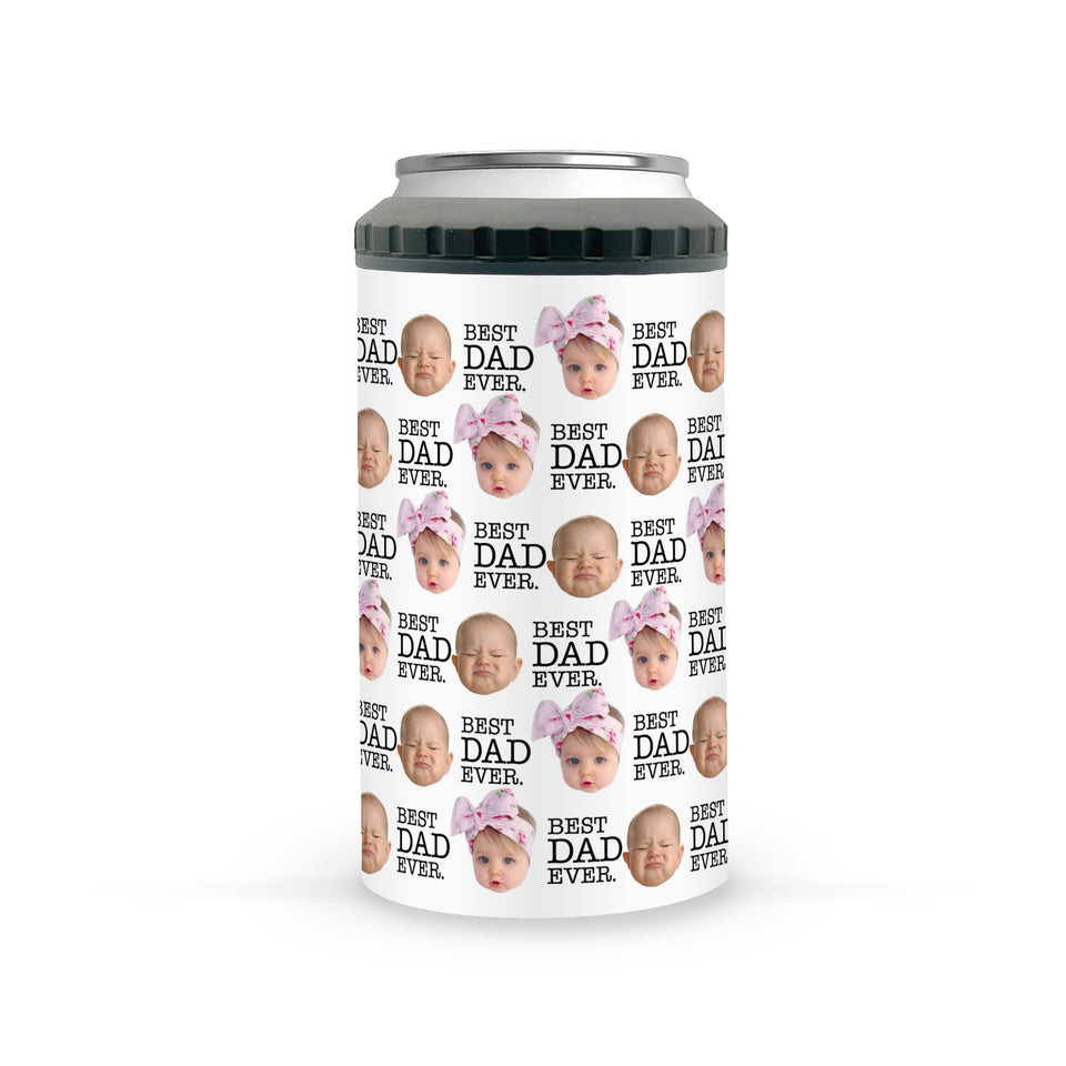 Custom Best Dad Ever Gift for Dad Father's Day Gift Baby Face Photo Funny 4-in-1 Can Cooler Tumbler