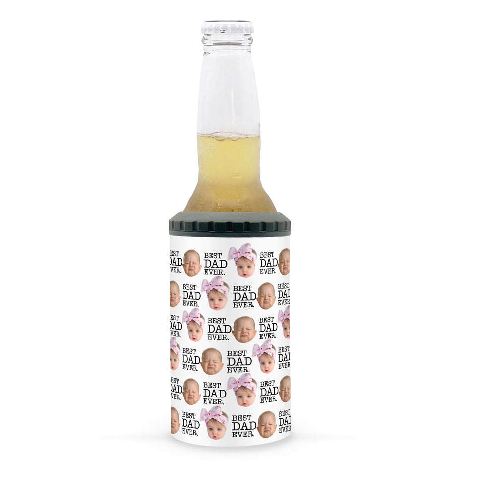 Custom Best Dad Ever Gift for Dad Father's Day Gift Baby Face Photo Funny 4-in-1 Can Cooler Tumbler