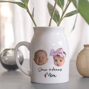 Custom Ceramic Flower Vase with Baby Face Photo on It, Funny Gift for Mom, Grandma
