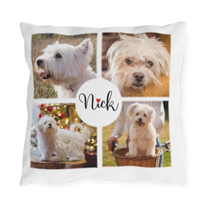 Custom Throw Pillow With Photo Collage Of Your Pet and Name, Dog Collage Photo Pillow, Dog Owners Gifts