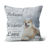 Dog Memorial Gifts, Pet Memorial Gifts, Your Dog Photo When You Believe Winter Snow Pillow
