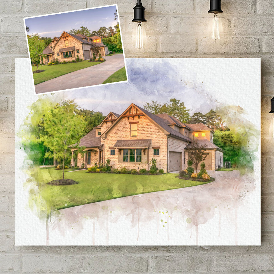 Housewarming Gifts, Gifts for New Homeowners, New Home Gift, Home Watercolor Canvas