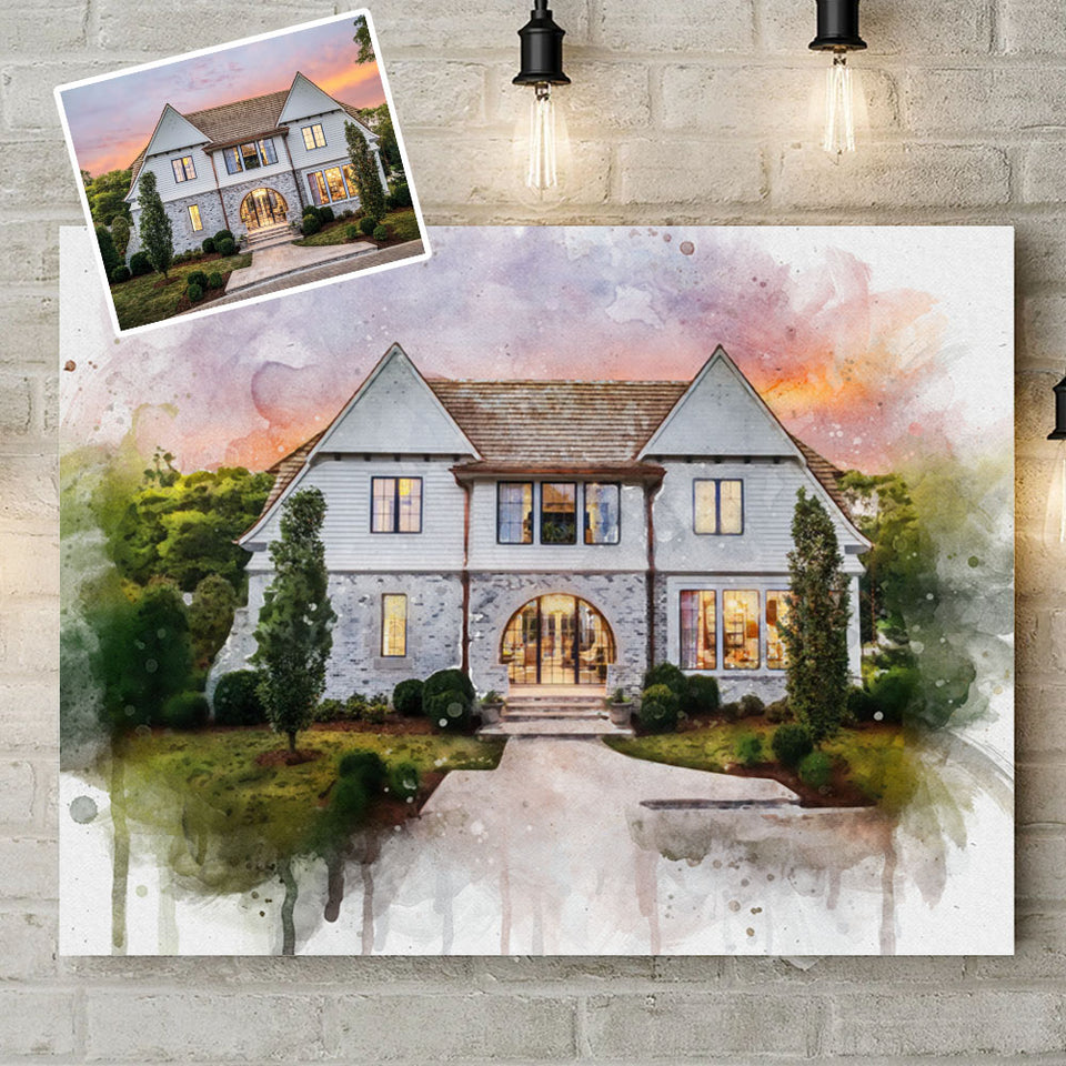 Housewarming Gifts, Gifts for New Homeowners, New Home Gift, Home Watercolor Canvas