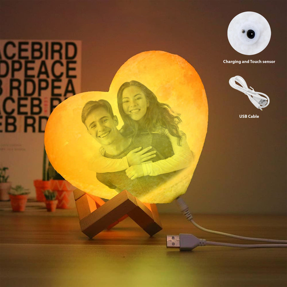 Make a Valentine's Day Gift for Him, Her with Your Photo & Text on 3D Moon Lamp