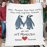 Funny Penguin Couple Blanket, Gift for Her or Him, Anniversary or Engagement Gift