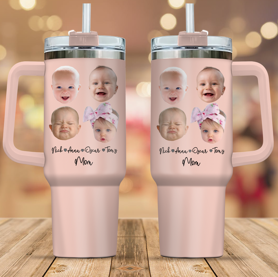 Personalized Baby Face Photo 40oz Large Tumbler, Gift for Mom Grandma Auntie Uncle