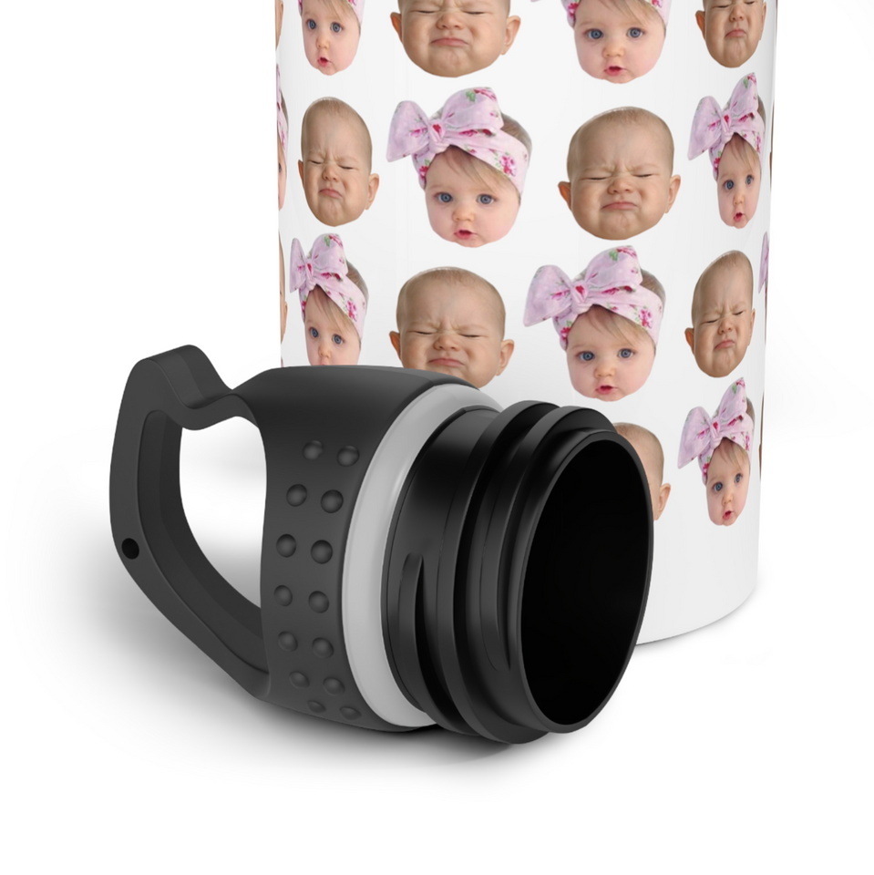 Personalized Custom Baby Face Photo Funny Stainless Steel Water Bottle, Gift For Mom, Gift For Dad