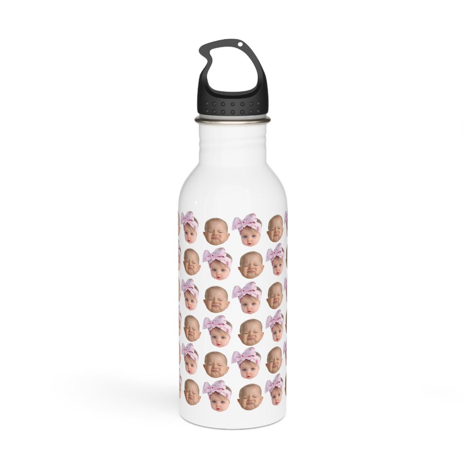 Personalized Custom Baby Face Photo Funny Stainless Steel Water Bottle, Gift For Mom, Gift For Dad