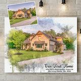 Housewarming Gifts, Gifts for New Homeowners, New Home Gift, Our First Home Watercolor Canvas