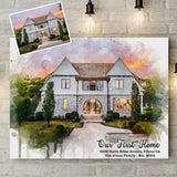 Housewarming Gifts, Gifts for New Homeowners, New Home Gift, Our First Home Watercolor Canvas