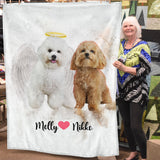 Pet Loss Gift Memorial with Angel Wings and Halo Deceased Pet Personalized Blanket
