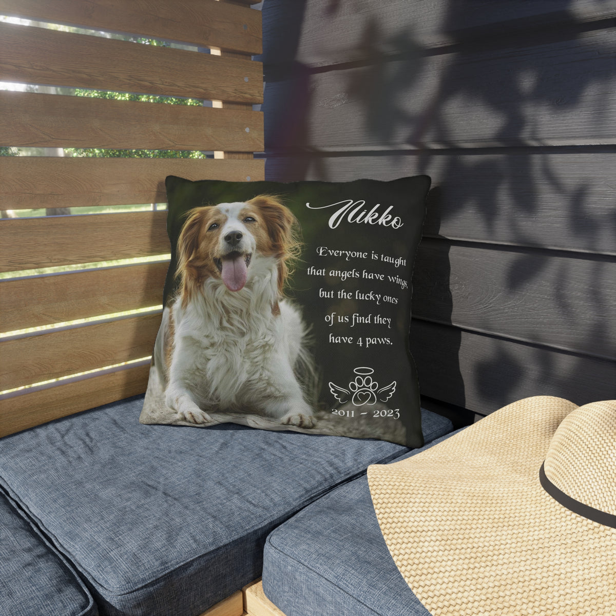 Pet Memorial Pillow With Photo And Custom Text, Dog Memorial Gifts, Pe