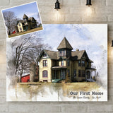Custom House Watercolor Portrait, Personalized Realtor Closing Gift for Buyers or Sellers