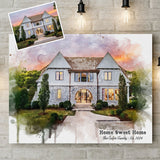 Custom House Watercolor Portrait, Personalized Realtor Closing Gift for Buyers or Sellers
