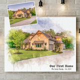 Custom House Watercolor Portrait, Personalized Realtor Closing Gift for Buyers or Sellers