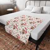 Custom Any Photo Face Funny Christmas Candy Canes Fleecee/Sherpa Blanket - GreatestCustom