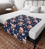 Custom Any Photo Face Funny Christmas Blue Fleecee/Sherpa Blanket - GreatestCustom