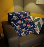 Custom Any Photo Face Funny Christmas Blue Fleecee/Sherpa Blanket - GreatestCustom