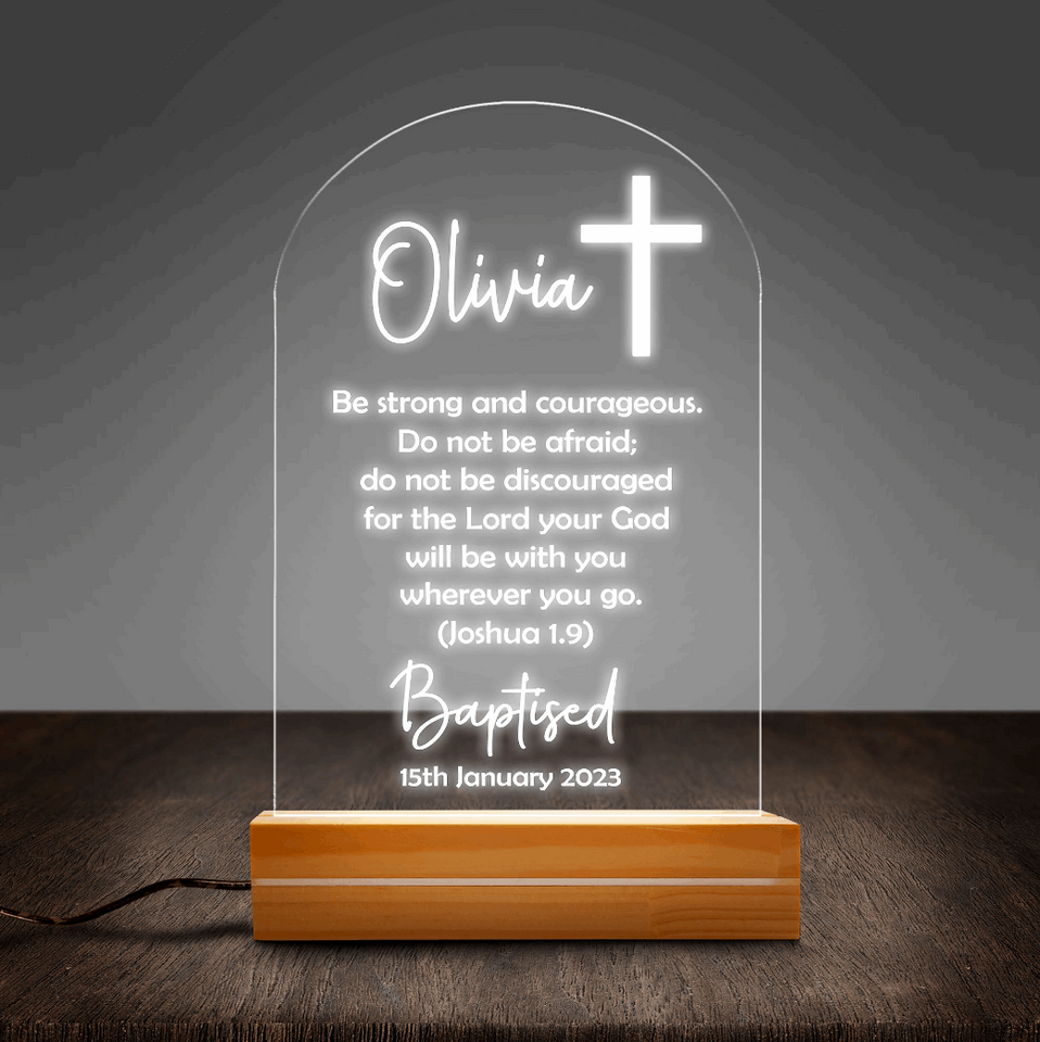 Baby Gift Baptism Gift Christening Gift Custom Boy or Girl Name Keepsake Light Personalized Plaque LED Lamp Night Light