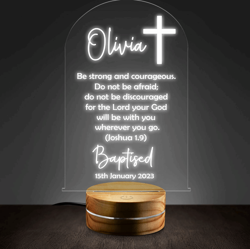 Baby Gift Baptism Gift Christening Gift Custom Boy or Girl Name Keepsake Light Personalized Plaque LED Lamp Night Light
