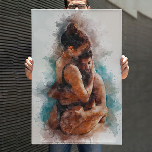 Valentine Day Gift For Boyfriend Girlfriend, Valentine Couple Watercolor Portrait