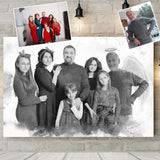 Watercolor Family Portrait, Family Portrait From Different Photos, Add Deceased Loved One to Photo