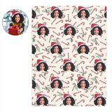 Custom Any Photo Face Funny Christmas Candy Canes Fleecee/Sherpa Blanket - GreatestCustomChristmas Gifts for Him or Her, Custom Any Photo Face Funny Christmas Candy Canes Fleecee/Sherpa Blanket