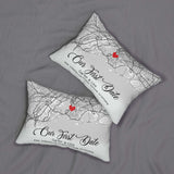 Couple Gift Personalized Maps Pillow, Gift for Her, Anniversary Gift, Engaged Gift, Where It All Began Couple Pillow