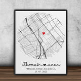 Custom First Home Map Couple Print Canvas, Housewarming Gift for First Home Couple, New House Map Canvas