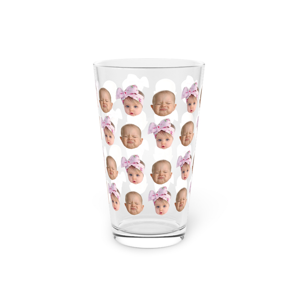 Funny Custom Face Glass, Baby Photo on Glass, Personalized Glass Gift for Mom Dad Grandma Grandpa