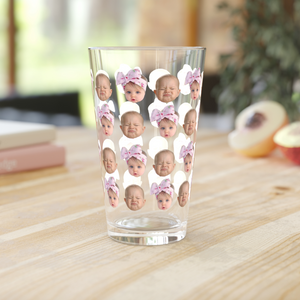 Funny Custom Face Glass, Baby Photo on Glass, Personalized Glass Gift for Mom Dad Grandma Grandpa