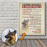 German Shepherd’s House Rules Canvas, Dog Mom Dog Dad Gift, Pet Owner Gifts, Custom Dog Portrait Canvas