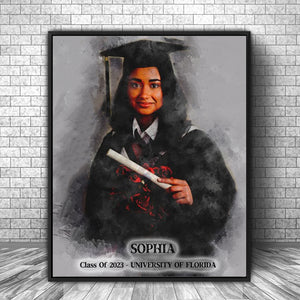 Graduation Gifts for Her, Graduation Watercolor Portrait, Graduation Presents, Graduation Watercolor Any Photo Canvas