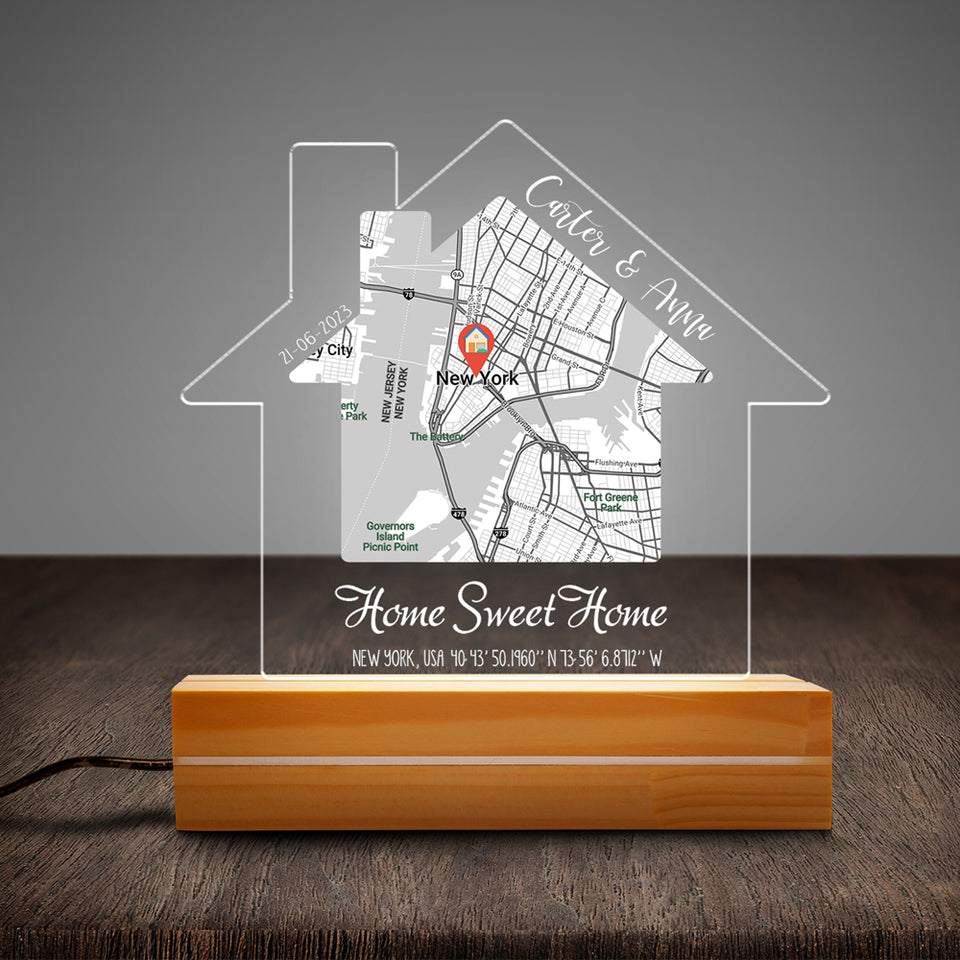 Home Sweet Home Night Light, New Home Gift, Housewarming Gift, Realtor Closing Gift Custom Led Night Light