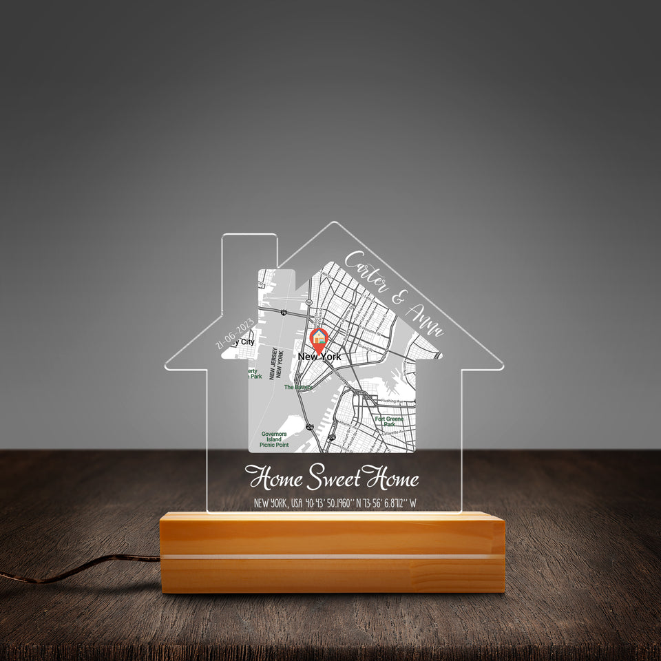 Home Sweet Home Night Light, New Home Gift, Housewarming Gift, Realtor Closing Gift Custom Led Night Light