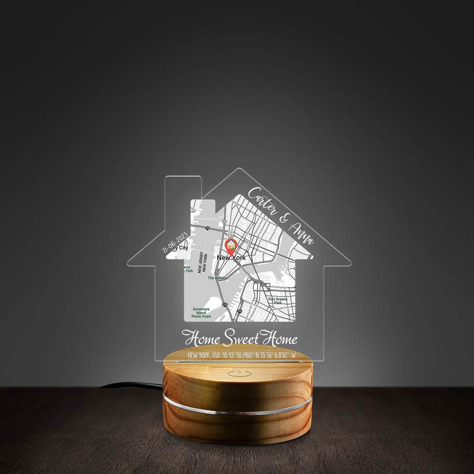 Home Sweet Home Night Light, New Home Gift, Housewarming Gift, Realtor Closing Gift Custom Led Night Light