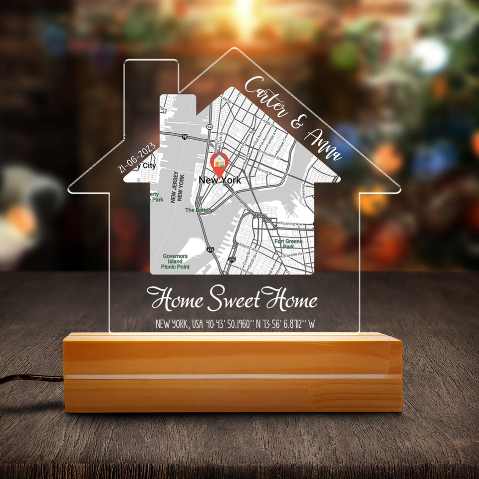 Home Sweet Home Night Light, New Home Gift, Housewarming Gift, Realtor Closing Gift Custom Led Night Light