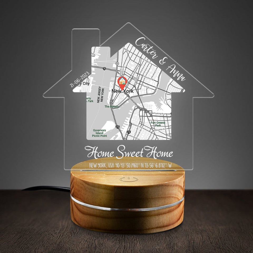 Home Sweet Home Night Light, New Home Gift, Housewarming Gift, Realtor Closing Gift Custom Led Night Light