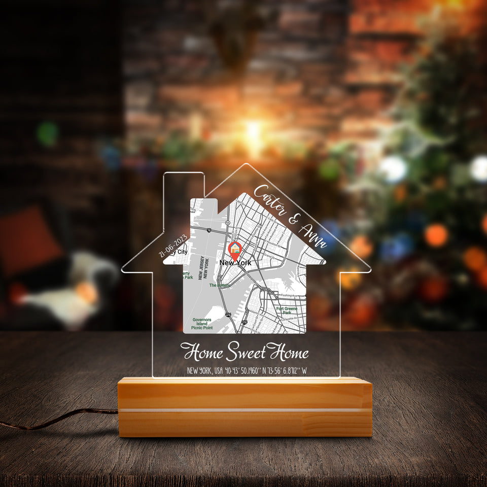 Home Sweet Home Night Light, New Home Gift, Housewarming Gift, Realtor Closing Gift Custom Led Night Light