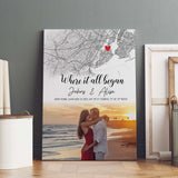 Couple Gift for Him & Her, Engagement Gift, Where It All Began Maps Couple Canvas