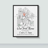 Custom Our First Home Map Canvas, Perfect Housewarming & Realtor Closing Gift for Couples