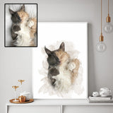Watercolor Pet Painting Portrait, Dog Cat Painting Portrait Canvas Wall Art, Pet Memorial Gift, Pet Loss Gift