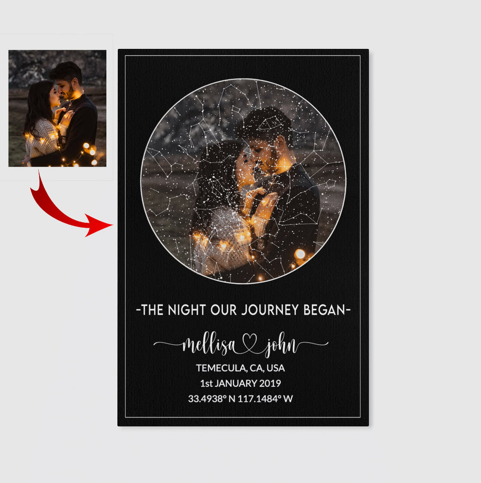 Personalized Star Map Canvas, Custom Night Sky Print for Couple, Perfect Anniversary Gift