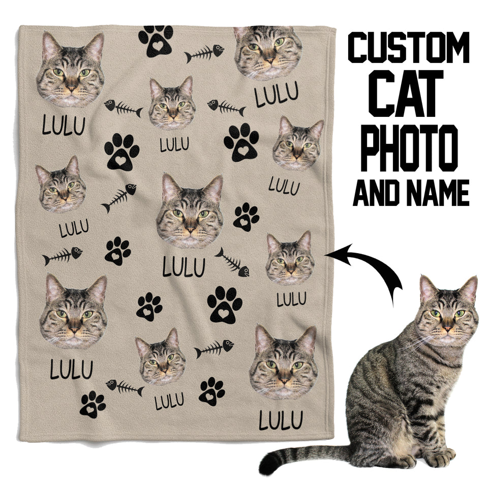 Custom Pet Photo blanket, Any Pet Photo Blanket, Cat Photo Blanket, Cat Mom Gift, Cat Grandma Gift
